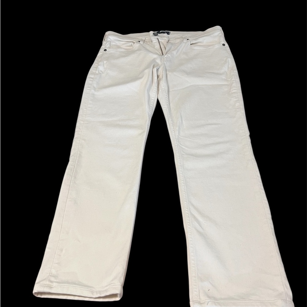 PAIGE Cream Slim Straight Jeans